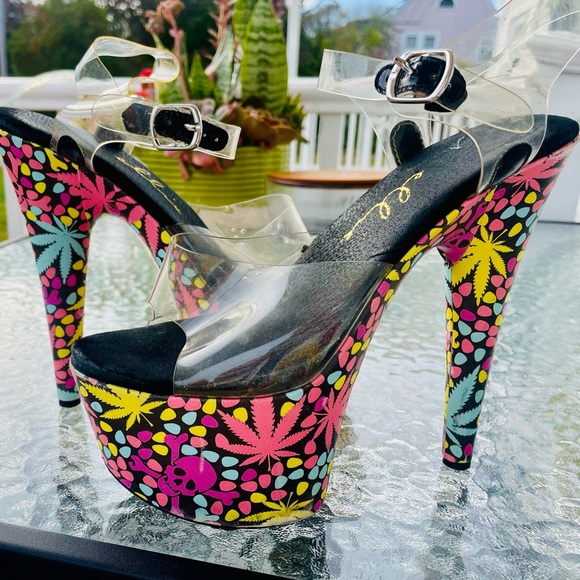 Ellie Shoes - 7" Haze Platform Heels Leaf Adult Women Shoes 709-HAZE Multicolor Size 8